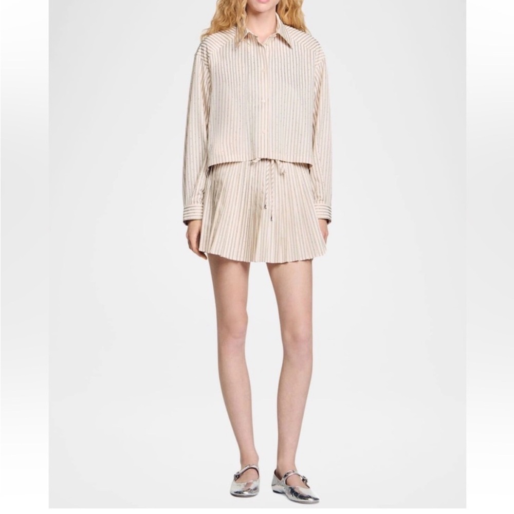 Striped Beige Shirt and Shorts Set